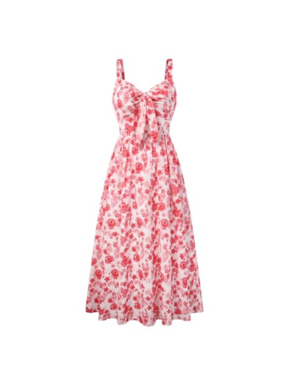 Women's Floral Summer Dress Tie Front Sweetheart Neckline Cottagecore with